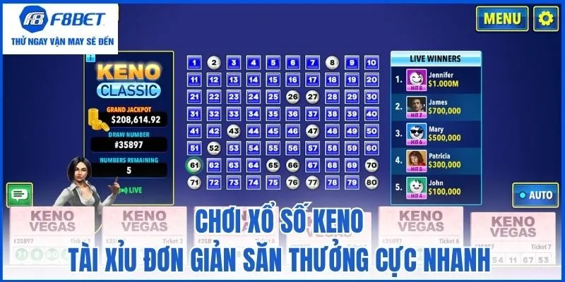 Chơi xổ số keno tài xỉu đơn giản săn thưởng cực nhanh
