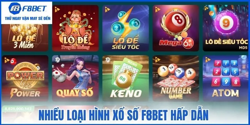 Nhiều loại hình xổ số F8bet hấp dẫn