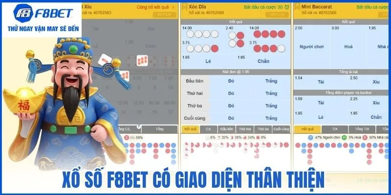Xổ số F8bet có giao diện thân thiện